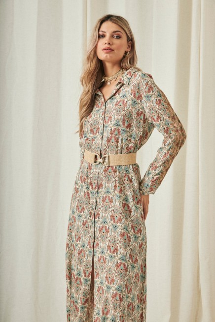 PAISLEY PRINT SHIRT DRESS