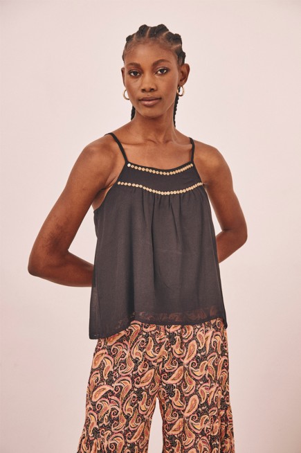 EMBROIDERED STRAPLESS TOP