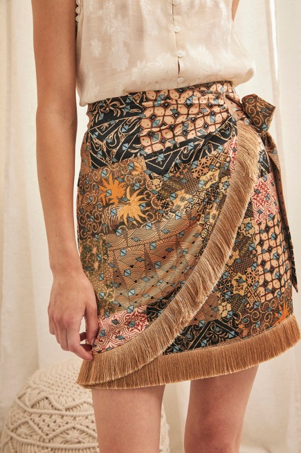 FRINGED WRAP SKIRT