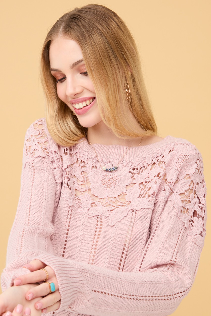 Pink 2024 lace sweater