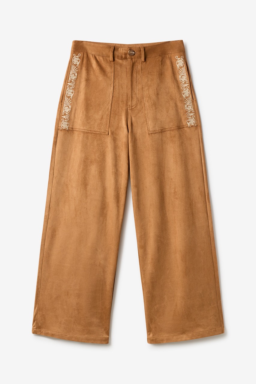 EMBROIDERED SUEDE TROUSERS 4