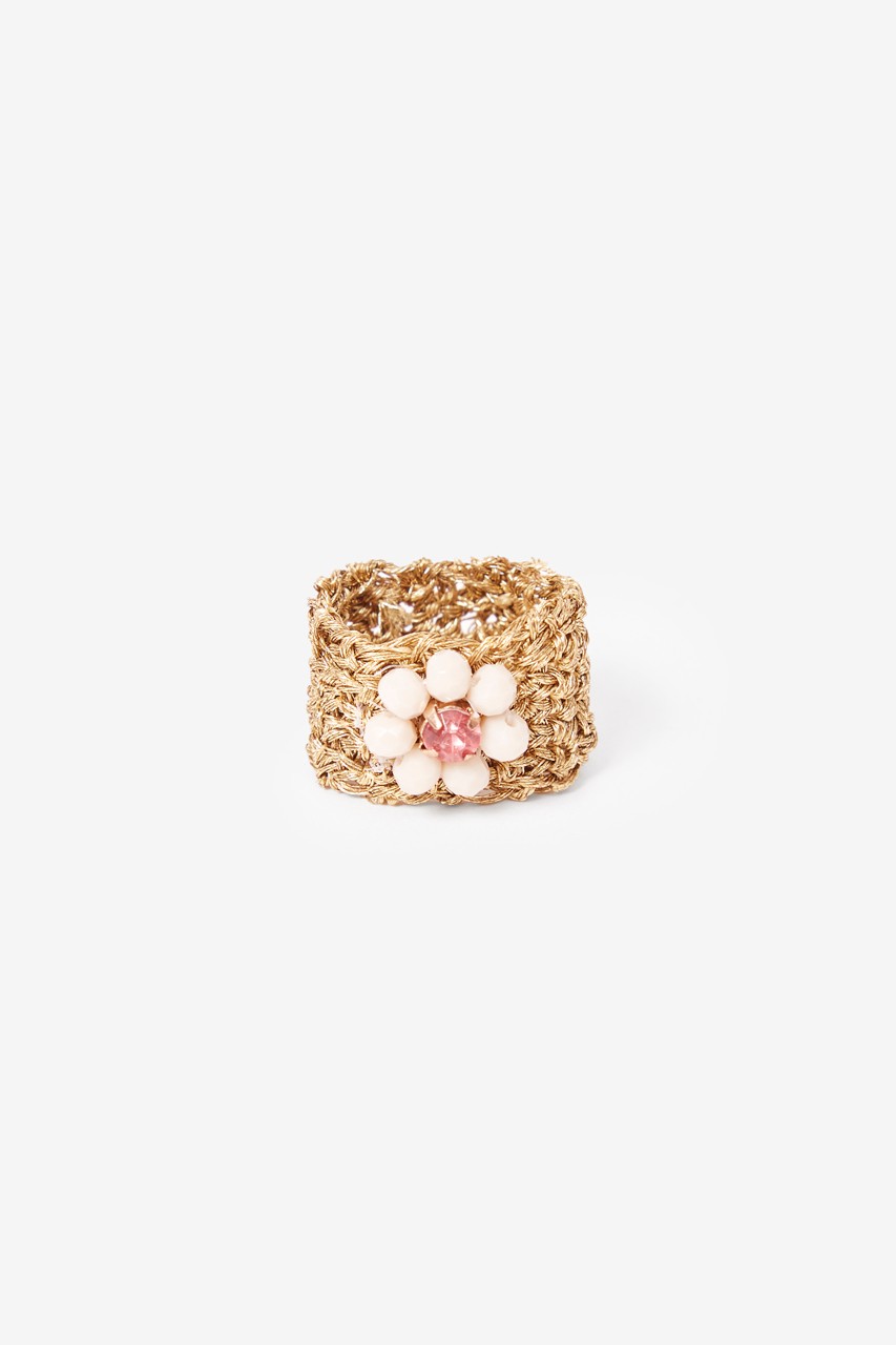 MESH RING WITH GEM FLOWER