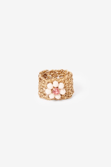 MESH RING WITH GEM FLOWER