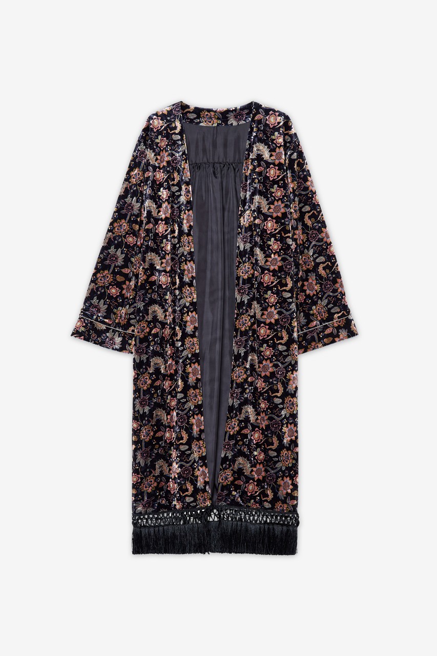 LONG PRINTED VELVET KIMONO 5