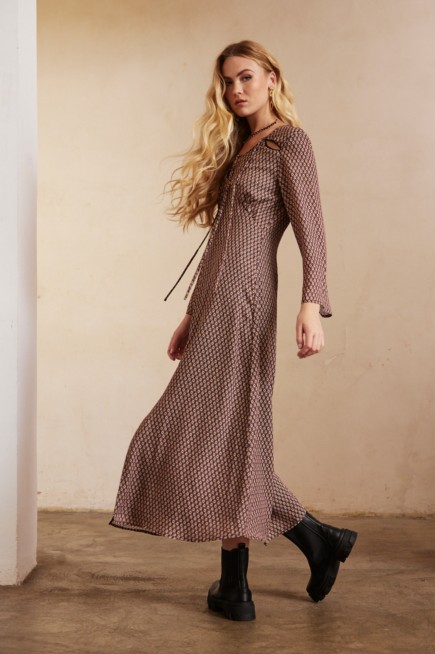 LONG SLEEVE PRINTED DRESS