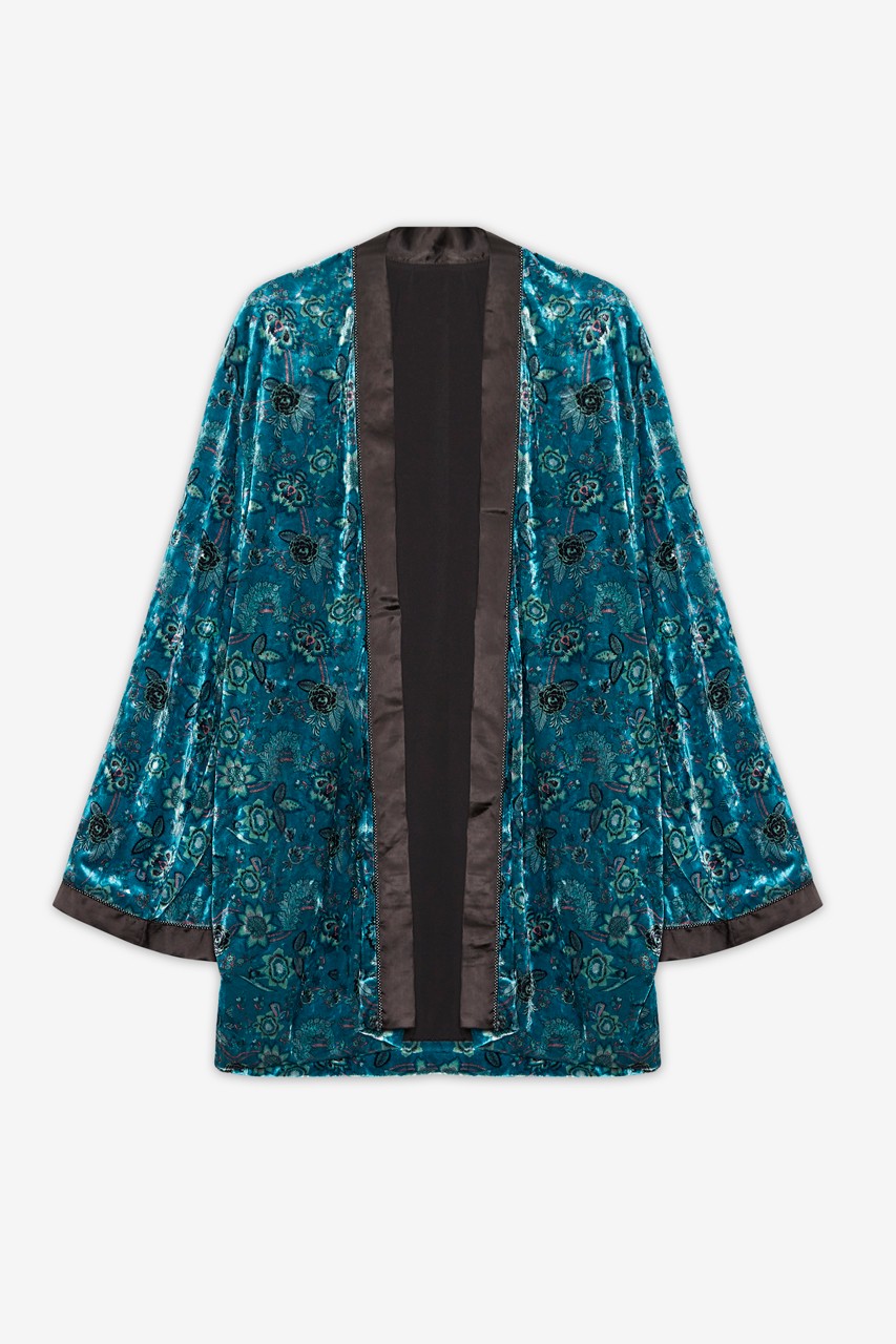 SHORT PRINTED VELVET KIMONO 3