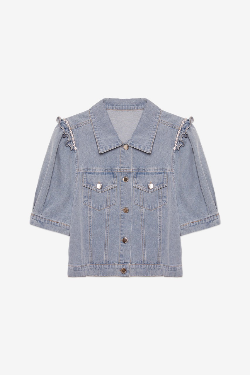 DENIM JACKET RUFFLES 