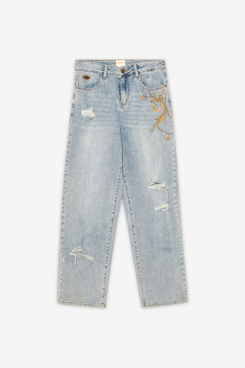 JEANS WITH RIPS AND EMBROIDERY 4