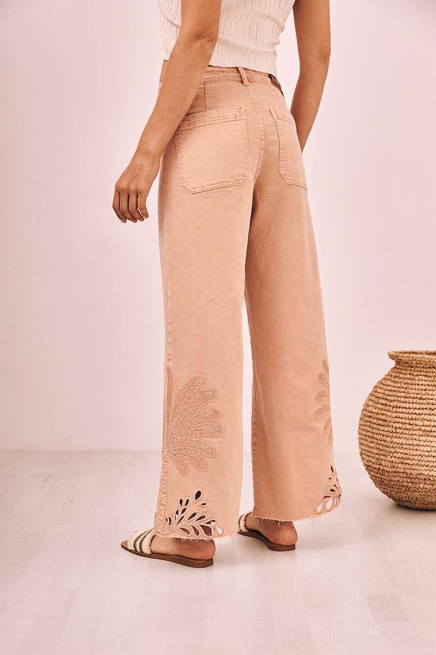 WIDE-LEG EMBROIDERED JEANS