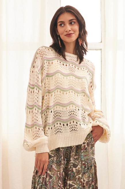 WAVE DESIGN OPEN WEAVE SWEATER