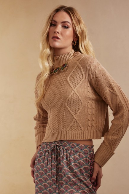 CROPPED HIGH-NECK SWEATER