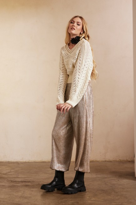 CROPPED SWEATER WITH OPENWORK