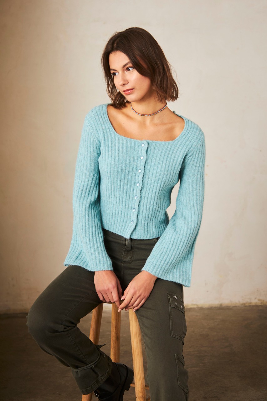 FITTED RIBBED CARDIGAN