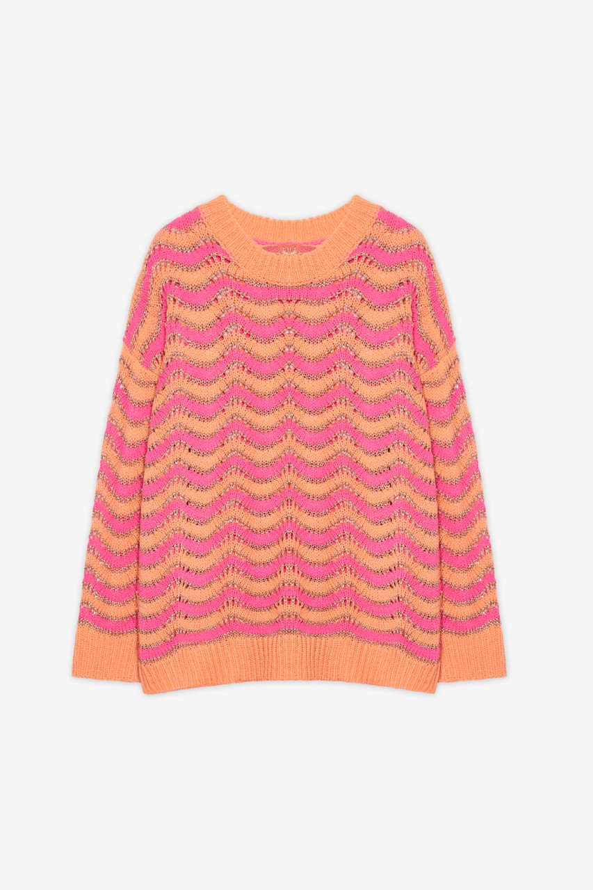 OPENWORK KNIT SWEATER WITH WAVE DESIGN 4