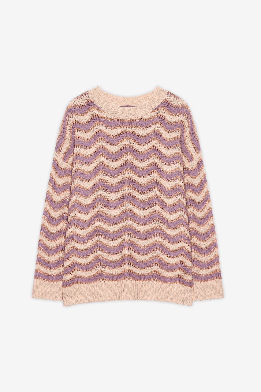 OPENWORK KNIT SWEATER WITH WAVE DESIGN 4