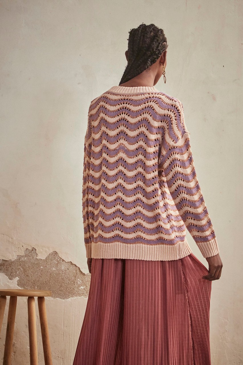 OPENWORK KNIT SWEATER WITH WAVE DESIGN 3